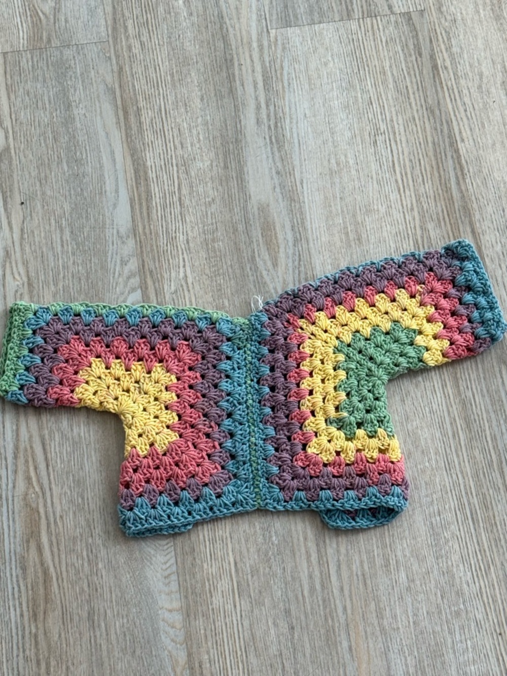 Handmade Kids Toddler Baby Crochet Cotton Cardigan Rainbow Shrug - Picture 3 of 4